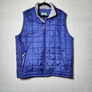LL Bean Mens XL Tall Blue Puffer Quilted Zip Up Vest